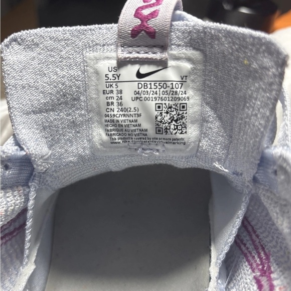Nike Air VaporMax FK -White Football Grey Hot Fuchsia Dark Raisin - 5.5Y /W 7 - Picture 6 of 10